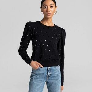 A.L.C. Black/Silver Mini Square Crystals Saunders Sweatshirt Size XS